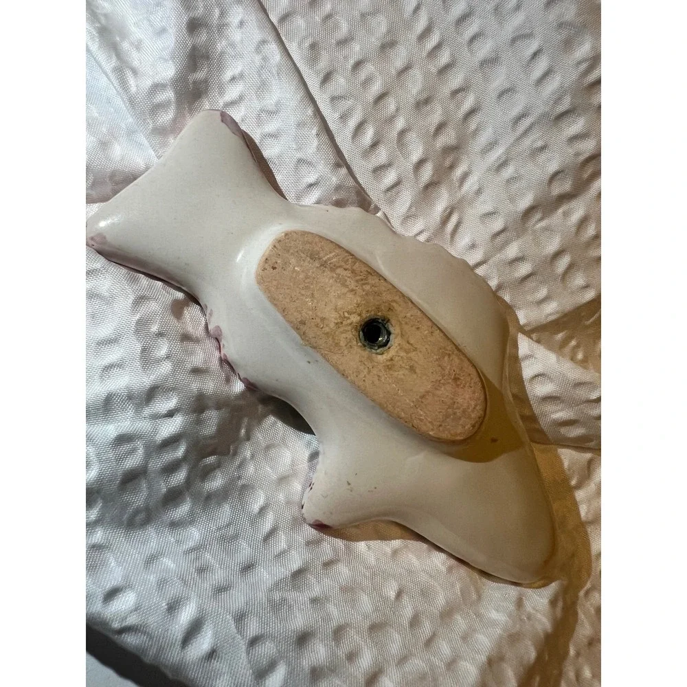 MacKenzie-Childs Ceramic Fish Knob 5in Colorful Checker Pink‎ Pull Handle